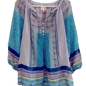 Women's Boho fig and flower top in spring colors